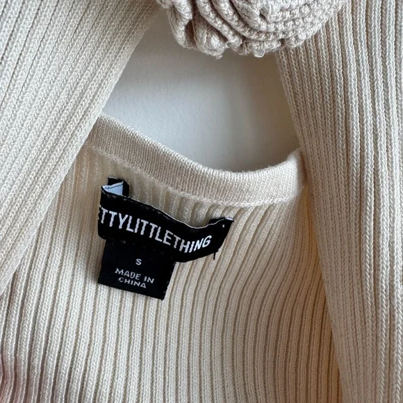 PrettyLittleThing Beige Ribbed Tank Top - Picture 2 of 3